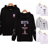 BTS - Sudadera con capucha y cremallera