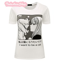 Camiseta Manga I want to be a Cat